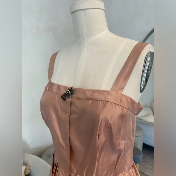 VERA WANG PINK FORMAL DRESS STRAIGHT SQUARE NECKLINE A-LINE DRESS - Picture 5 of 13